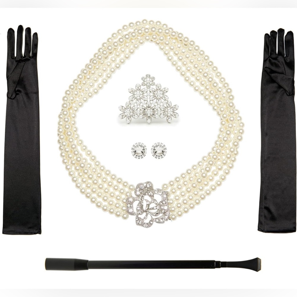 Costume Jewelry and Accessory 5 Piece Set, Audrey Hepburn Inspired